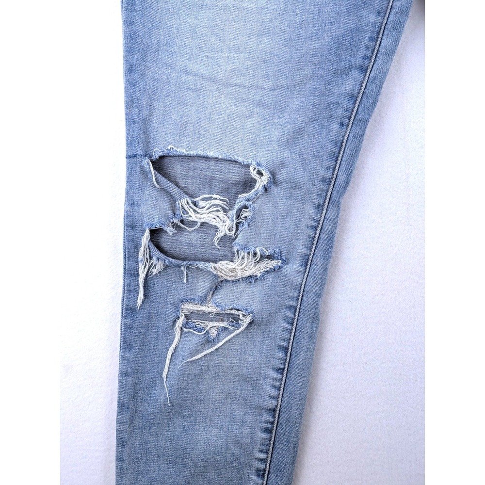 American Eagle High Waisted Distressed Skinny Jeans Womens 14 Light Wash - Picture 3 of 11